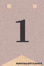 A simulated image of the stitched needlepoint design: Banner 18m Forked 1 Black on Pink. Not A.I. generated.