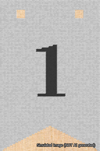 A simulated image of the stitched needlepoint design: Banner 18m Forked 1 Black on White. Not A.I. generated.