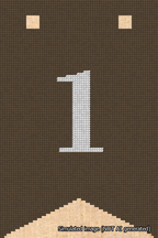 A simulated image of the stitched needlepoint design: Banner 18m Forked 1 White on Brown. Not A.I. generated.
