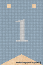 A simulated image of the stitched needlepoint design: Banner 18m Forked 1 White on Light Blue. Not A.I. generated.