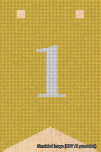 A simulated image of the stitched needlepoint design: Banner 18m Forked 1 White on Yellow. Not A.I. generated.