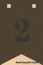 A simulated image of the stitched needlepoint design: Banner 18m Forked 2 Black on Brown. Not A.I. generated.