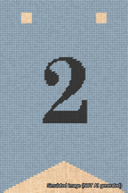 A simulated image of the stitched needlepoint design: Banner 18m Forked 2 Black on Light Blue. Not A.I. generated.