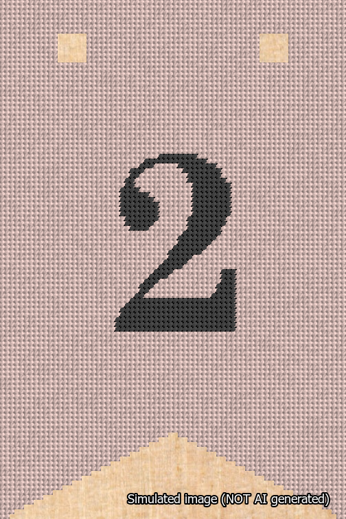 A simulated image of the stitched needlepoint design: Banner 18m Forked 2 Black on Pink. Not A.I. generated.