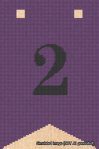A simulated image of the stitched needlepoint design: Banner 18m Forked 2 Black on Purple. Not A.I. generated.
