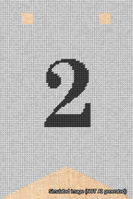 A simulated image of the stitched needlepoint design: Banner 18m Forked 2 Black on White. Not A.I. generated.