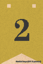 A simulated image of the stitched needlepoint design: Banner 18m Forked 2 Black on Yellow. Not A.I. generated.