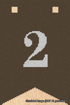 A simulated image of the stitched needlepoint design: Banner 18m Forked 2 White on Brown. Not A.I. generated.