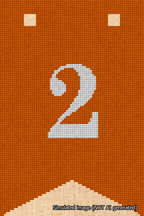 A simulated image of the stitched needlepoint design: Banner 18m Forked 2 White on Orange. Not A.I. generated.