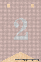 A simulated image of the stitched needlepoint design: Banner 18m Forked 2 White on Pink. Not A.I. generated.