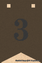 A simulated image of the stitched needlepoint design: Banner 18m Forked 3 Black on Brown. Not A.I. generated.