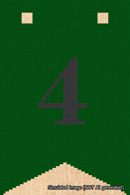 A simulated image of the stitched needlepoint design: Banner 18m Forked 4 Black on Green. Not A.I. generated.