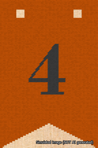 A simulated image of the stitched needlepoint design: Banner 18m Forked 4 Black on Orange. Not A.I. generated.