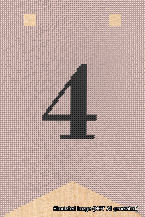A simulated image of the stitched needlepoint design: Banner 18m Forked 4 Black on Pink. Not A.I. generated.