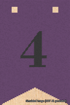 A simulated image of the stitched needlepoint design: Banner 18m Forked 4 Black on Purple. Not A.I. generated.