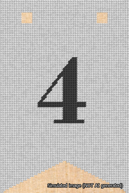 A simulated image of the stitched needlepoint design: Banner 18m Forked 4 Black on White. Not A.I. generated.