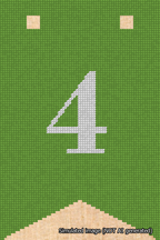 A simulated image of the stitched needlepoint design: Banner 18m Forked 4 White on Light Green. Not A.I. generated.