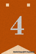 A simulated image of the stitched needlepoint design: Banner 18m Forked 4 White on Orange. Not A.I. generated.