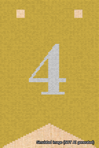 A simulated image of the stitched needlepoint design: Banner 18m Forked 4 White on Yellow. Not A.I. generated.