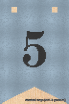 A simulated image of the stitched needlepoint design: Banner 18m Forked 5 Black on Light Blue. Not A.I. generated.