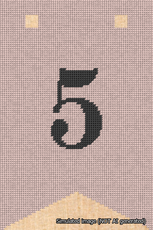 A simulated image of the stitched needlepoint design: Banner 18m Forked 5 Black on Pink. Not A.I. generated.