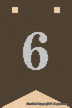 A simulated image of the stitched needlepoint design: Banner 18m Forked 6 White on Brown. Not A.I. generated.