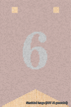 A simulated image of the stitched needlepoint design: Banner 18m Forked 6 White on Pink. Not A.I. generated.