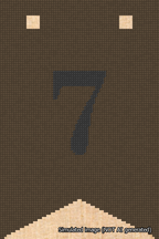 A simulated image of the stitched needlepoint design: Banner 18m Forked 7 Black on Brown. Not A.I. generated.
