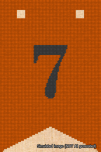 A simulated image of the stitched needlepoint design: Banner 18m Forked 7 Black on Orange. Not A.I. generated.