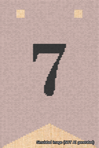 A simulated image of the stitched needlepoint design: Banner 18m Forked 7 Black on Pink. Not A.I. generated.