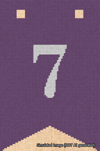 A simulated image of the stitched needlepoint design: Banner 18m Forked 7 White on Purple. Not A.I. generated.