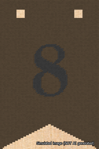 A simulated image of the stitched needlepoint design: Banner 18m Forked 8 Black on Brown. Not A.I. generated.