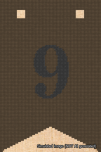 A simulated image of the stitched needlepoint design: Banner 18m Forked 9 Black on Brown. Not A.I. generated.