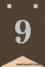 A simulated image of the stitched needlepoint design: Banner 18m Forked 9 White on Brown. Not A.I. generated.