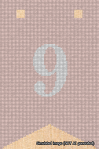 A simulated image of the stitched needlepoint design: Banner 18m Forked 9 White on Pink. Not A.I. generated.