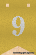 A simulated image of the stitched needlepoint design: Banner 18m Forked 9 White on Yellow. Not A.I. generated.