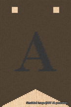 A simulated image of the stitched needlepoint design: Banner 18m Forked A Black on Brown. Not A.I. generated.