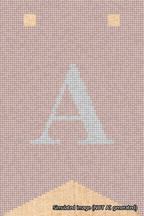 A simulated image of the stitched needlepoint design: Banner 18m Forked A White on Pink. Not A.I. generated.