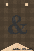 A simulated image of the stitched needlepoint design: Banner 18m Forked Ampersand Black on Brown. Not A.I. generated.