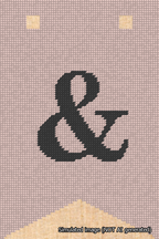 A simulated image of the stitched needlepoint design: Banner 18m Forked Ampersand Black on Pink. Not A.I. generated.