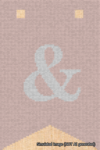 A simulated image of the stitched needlepoint design: Banner 18m Forked Ampersand White on Pink. Not A.I. generated.