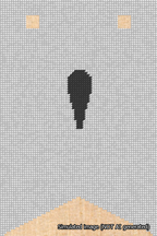 A simulated image of the stitched needlepoint design: Banner 18m Forked Apostrophe Black on White. Not A.I. generated.