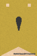 A simulated image of the stitched needlepoint design: Banner 18m Forked Apostrophe Black on Yellow. Not A.I. generated.