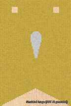 A simulated image of the stitched needlepoint design: Banner 18m Forked Apostrophe White on Yellow. Not A.I. generated.