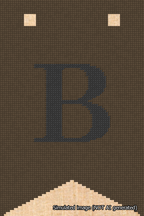 A simulated image of the stitched needlepoint design: Banner 18m Forked B Black on Brown. Not A.I. generated.