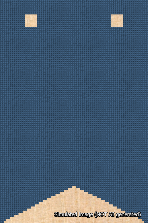 A simulated image of the stitched needlepoint design: Banner 18m Forked Blank Blue. Not A.I. generated.