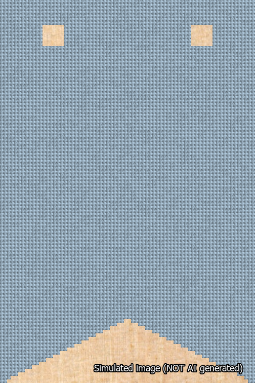 A simulated image of the stitched needlepoint design: Banner 18m Forked Blank Light Blue. Not A.I. generated.