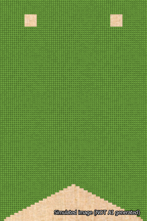 A simulated image of the stitched needlepoint design: Banner 18m Forked Blank Light Green. Not A.I. generated.