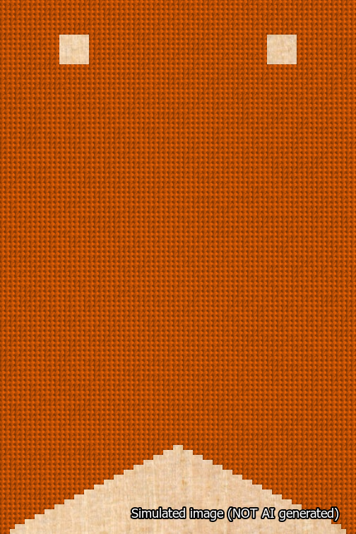 A simulated image of the stitched needlepoint design: Banner 18m Forked Blank Orange. Not A.I. generated.