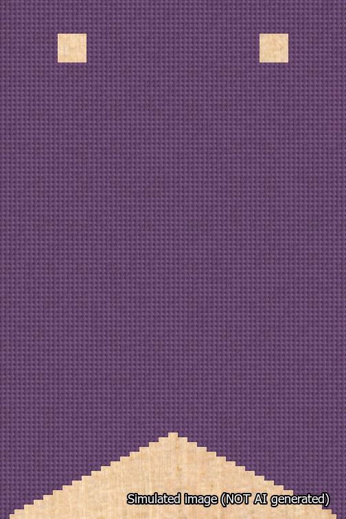 A simulated image of the stitched needlepoint design: Banner 18m Forked Blank Purple. Not A.I. generated.